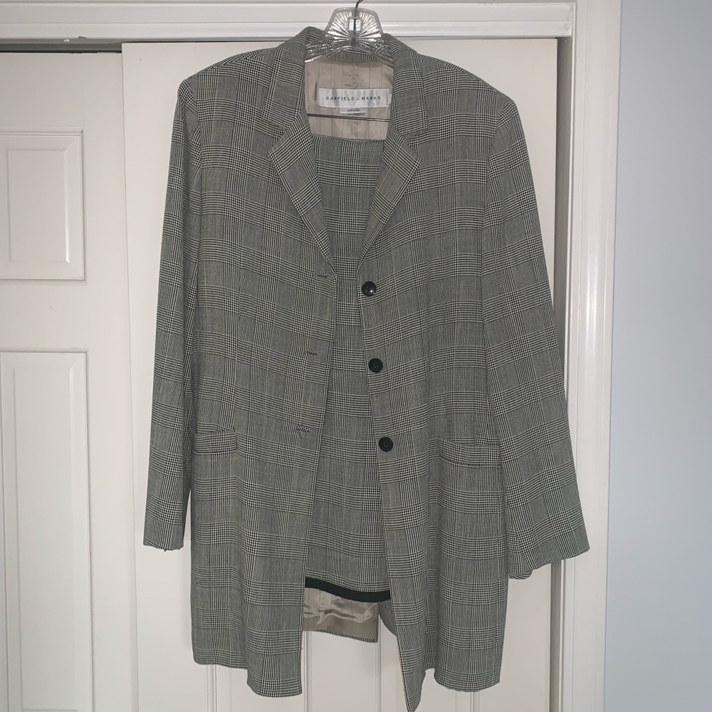 Garfield & Marks windowpane plaid skirt suit